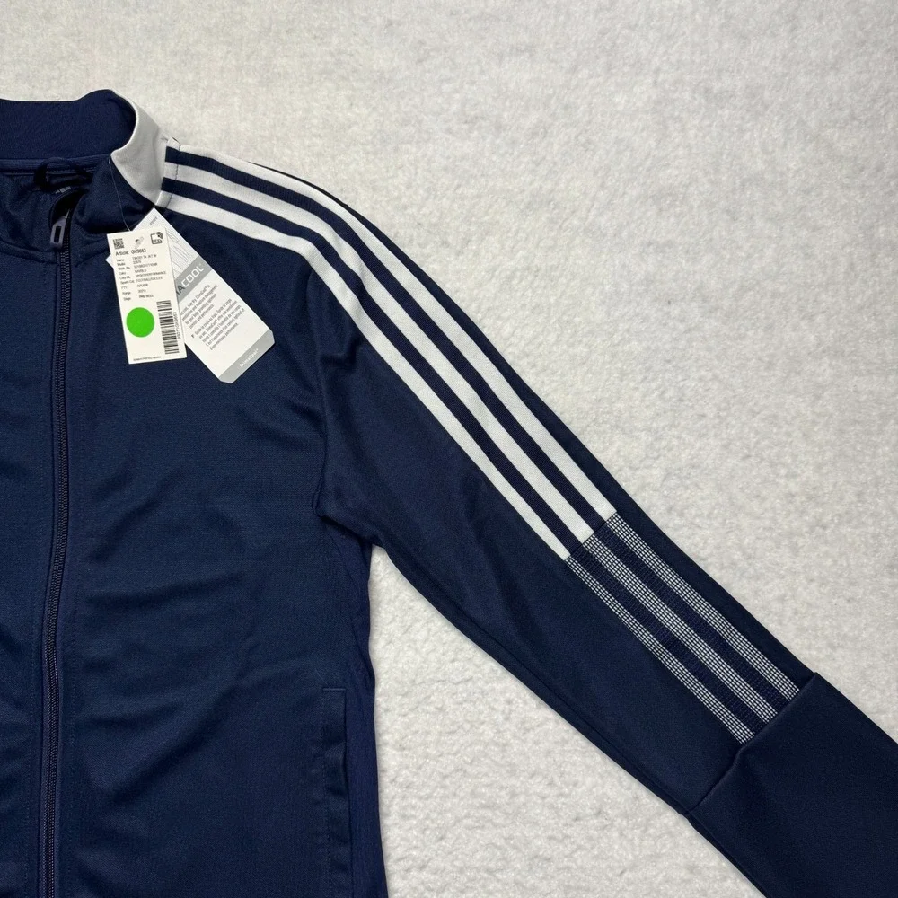 NWT Adidas Aeroready Track Jacket Blue Soccer Full‎ Zip Primegreen Youth Medium